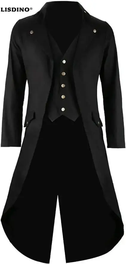 

1Mens Black Vintage Tailcoat Jacket Fancy Cool Cosplay Costume Robe