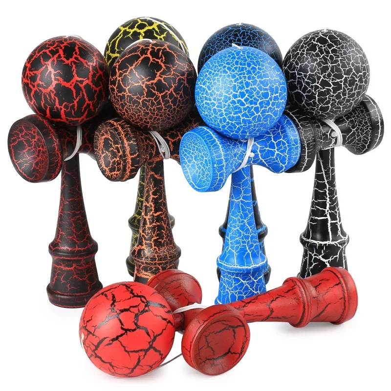 Crack Painted Kendama Toy Outdoor Fitness Balls Train Eye-hand Coordination for Children Adults Outdoor Fun Juggling Sports Ball