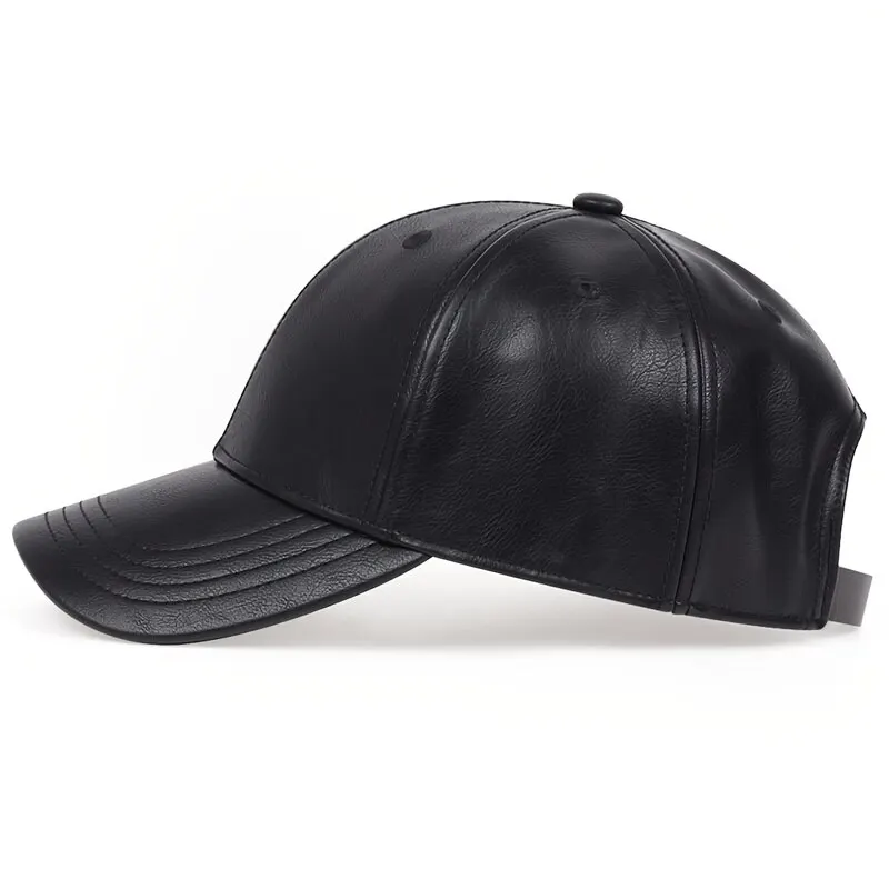 Pu Leather Baseball Caps Spring and Autumn Outdoor Adjustable Casual Hats Sunscreen Hat