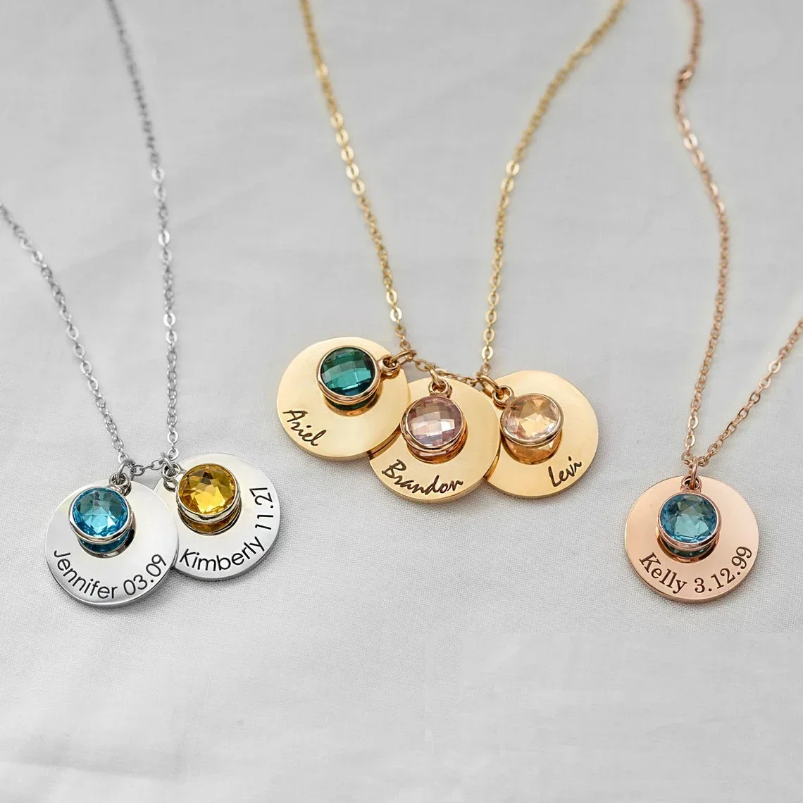 Personalized Gifts for Mom Gold Customized Necklace Engrave Name Mothers Birthstone Necklace Gift for Grandma Handmade Jewelry