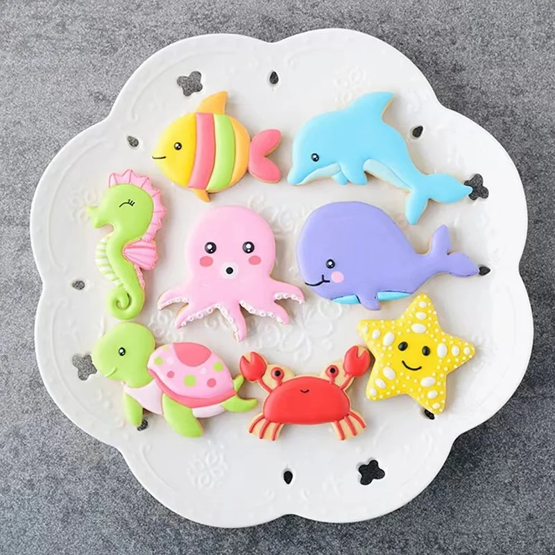 Ocean Style Cookie Cutter Mold Stainless Steel Sea Creature Biscuit Mold Fondant Pastry Decor Baking Tools Kitchen Accessories