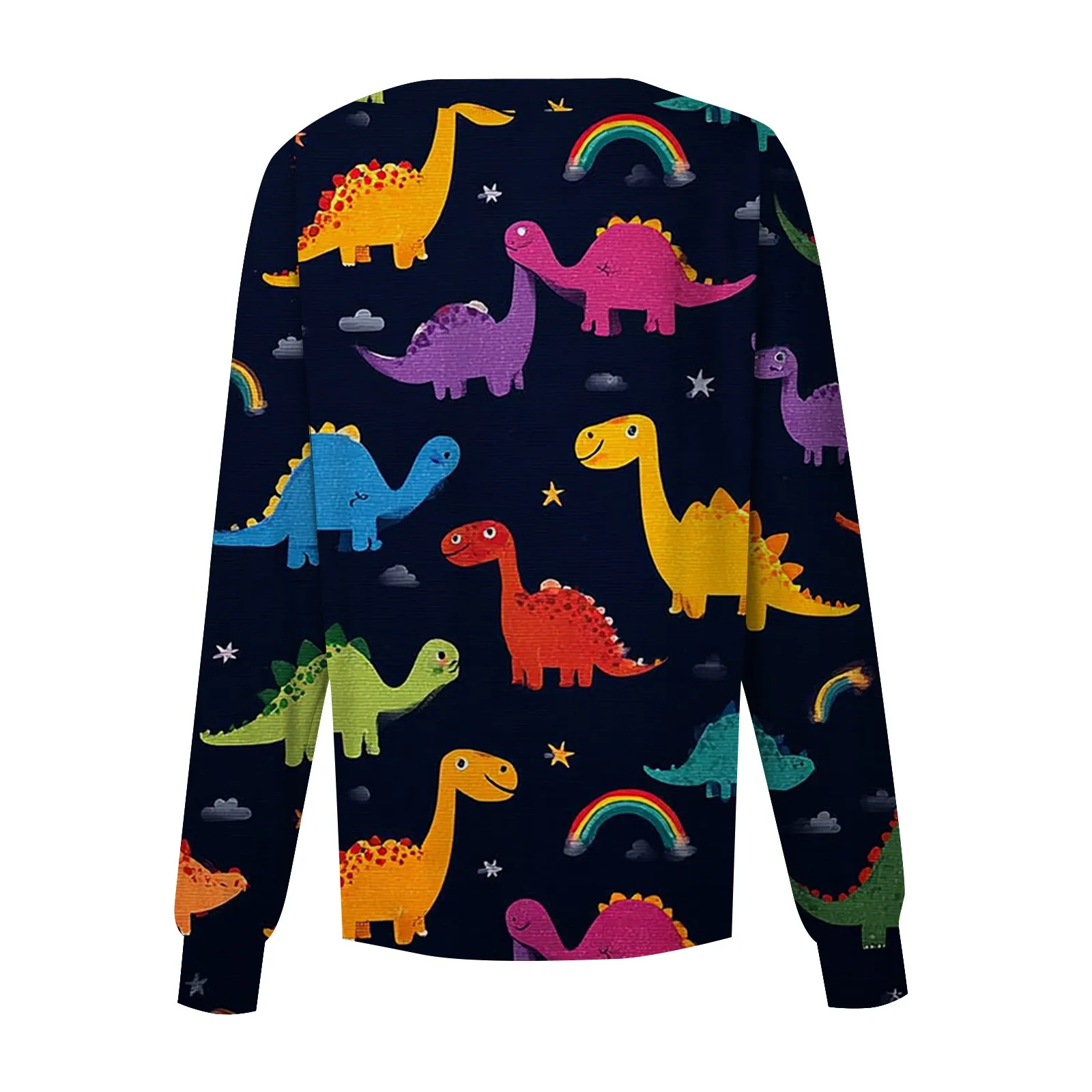 Jesienny damski kombinezon pielęgniarski z długim rękawem, koszulka, codzienny okrągły dekolt, zapinany na guziki, nadruk zwierzęcy, ochronny kardigan.