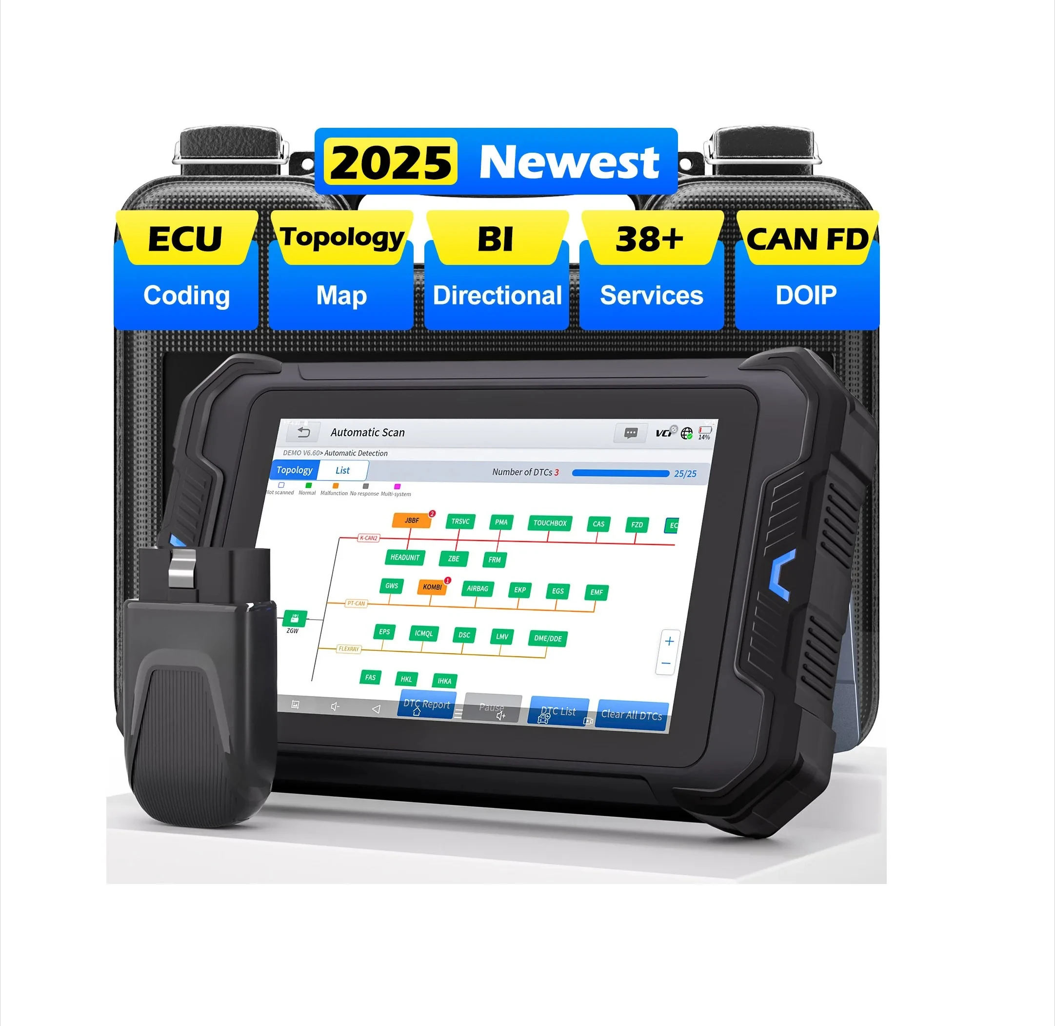 VD80BT Car Scanner Diagnostic Tool And Key Program Oil Reset TPMS Reset IMMO Reset Tool 38+ Function