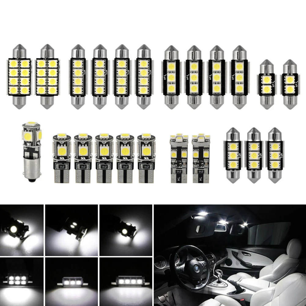 

23pcs Car Led Interior Light Bulbs T10 5050 Canbus Rear View Light Dome Trunk License Plate Lamps Kit