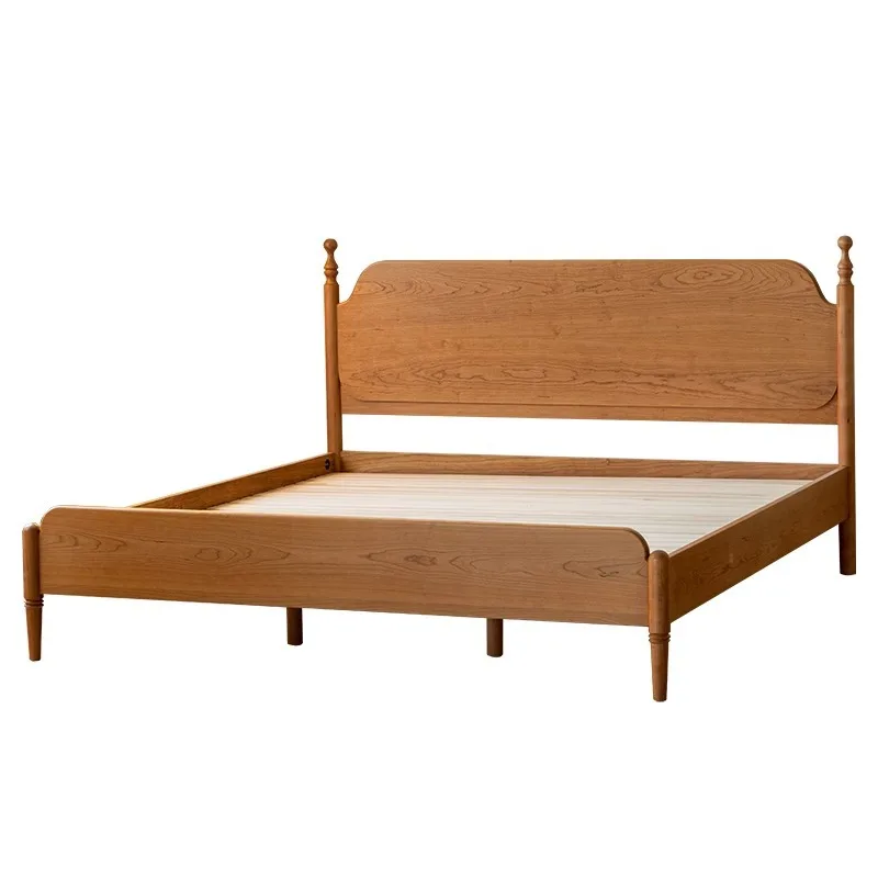 

Nordic vintage cherry wood bed solid wood Japanese simple bedroom furniture