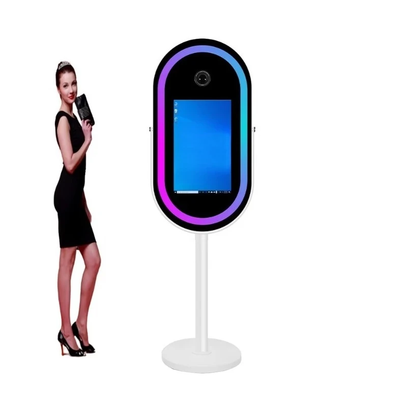 Magic Mirror Oval 21.5 Photo Booth with Camera and Printer Touch Screen Mirror Wedding
