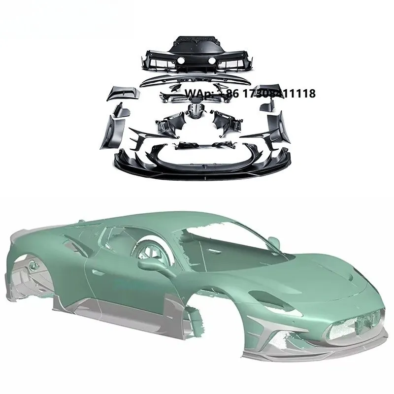 Paktechz Dry Carbon Fiber Full Body Kit Front Lip Trunk Spoiler Side Skirt Rear Diffuser Ver 1 for MC20