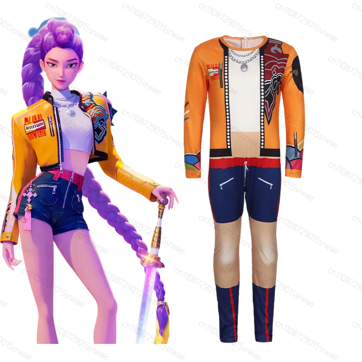 

2025 Demon Hunter Kpop Kids Anime Cosplay Rumi Milk silk jumpsuit Suit Costume Fancy Dress Up Party Outfits