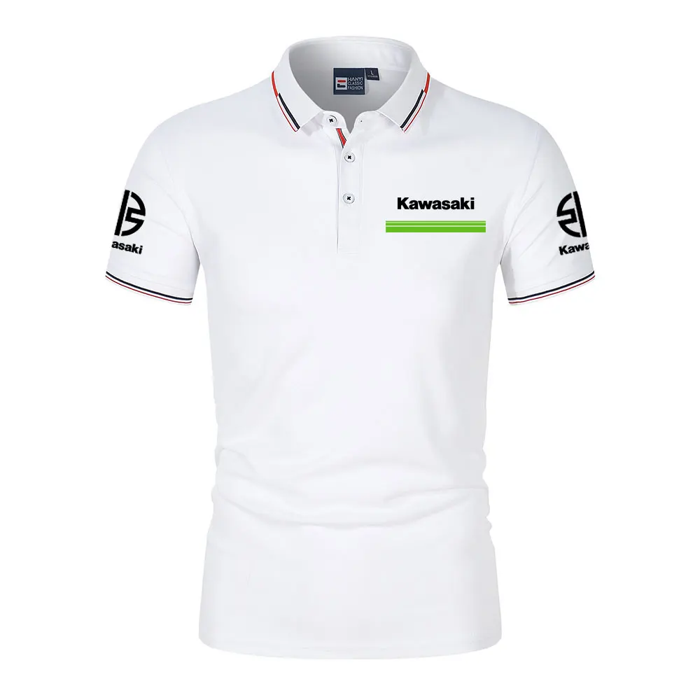 Kawasaki Logo Racing Teams Men Polo Shirt Summer Short Sleeve Casual Male Polos T-shirt 2024 New Fashion Man Clothes Tops