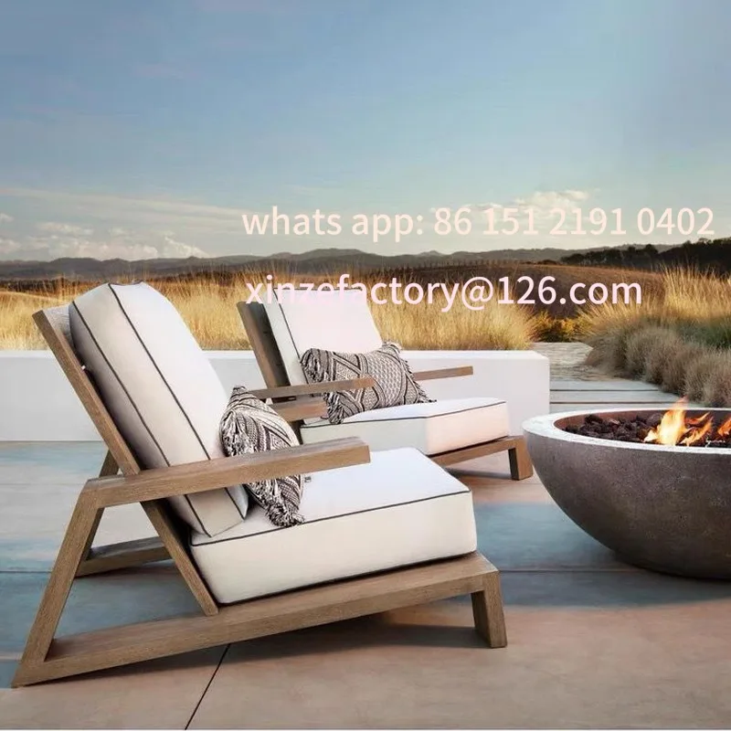 

Customizable Outdoor Solid Wood Sofa Garden Leisure Lounge Chair Aluminum Alloy Open Air Anticorrosive Wood Furniture