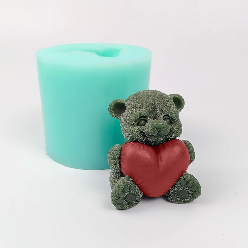 

DW0394 PRZY 3D Love Pillow Bear Moulds Soap Molds Silicone Cute Bears Wedding Birthday Valentine's Day Candle Mold Clay Resin