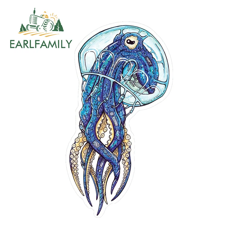 EARLFAMILY 13cm for Octopus Mechanical Technological Car Stickers Vinyl Waterproof Sunscreen Decals Motorcycle Decor Vehicle