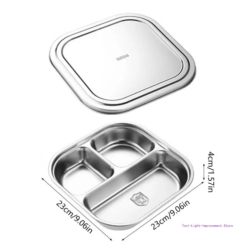 C63E Practical Stainless Steel Tray with Dividers for Outdoor and Indoor Dining