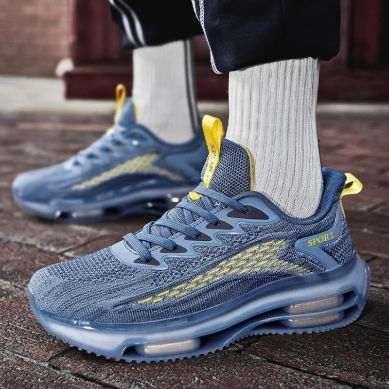 

Мужские повседневные кроссовки с мягкой стелькой на толстой платформе и сетчатым верхом, стильные баскетбольные тенденции высокого качества, спортивная обувь 2025 года для мужчин
