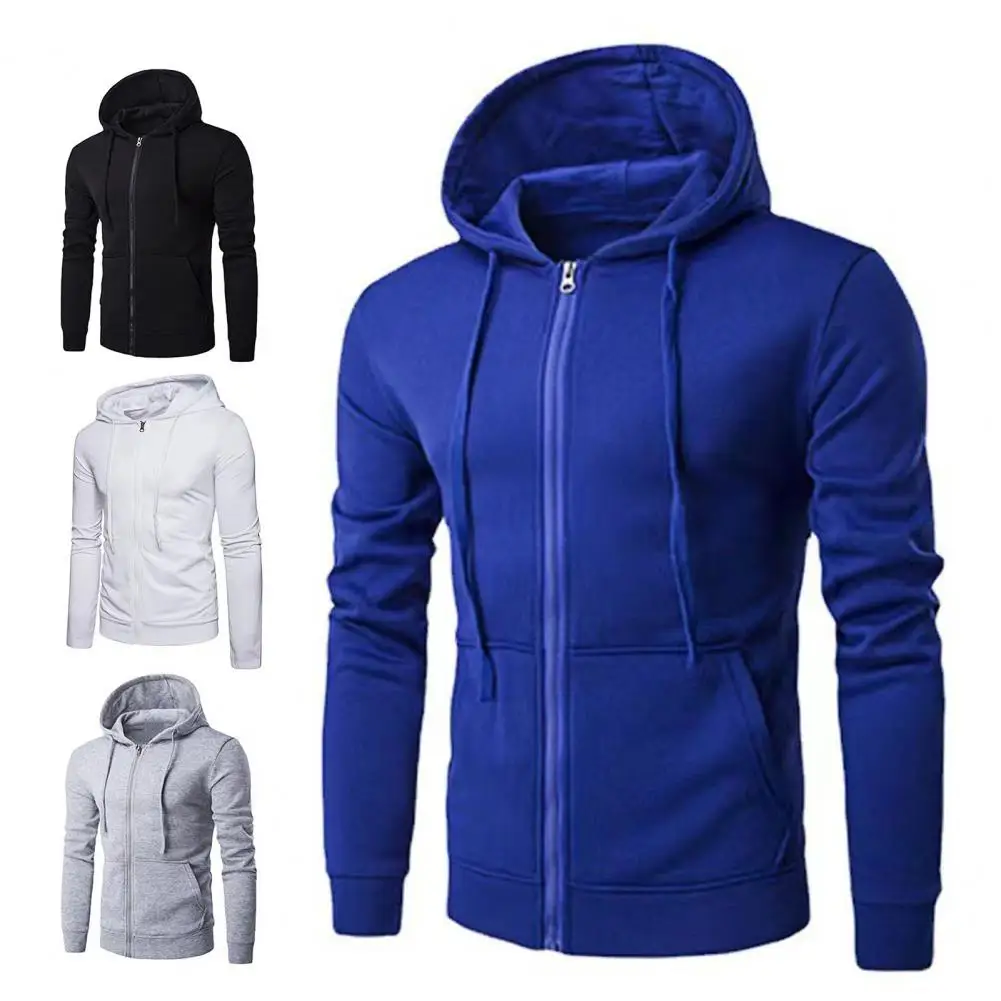 

Stylish Casual Sweatshirt Comfy Hooded Long Sleeve Men Jacket Slim Fit All-matched Sweatshirt Male Clothing