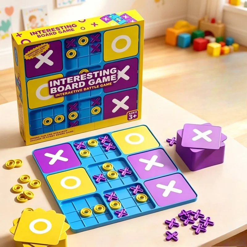 2Pcs Kids XO Chess for 3+, STEM logic strategy toy, interactive family game, great birthday, back-to-school & graduation gifts