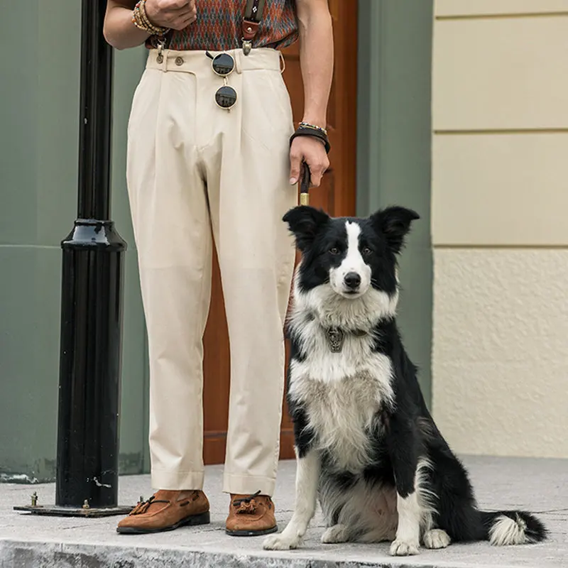 

Soarin' Vintage Naples Men's Casual Trousers Slim Fit Cone Shape Nine Points Pants Business Formal Leisure Fashion Trousers