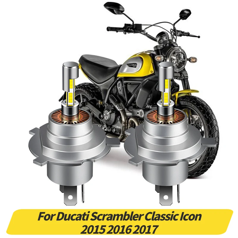 2 قطعة Canbus H4 9003 50 واط LED المصباح 1:1 حجم صغير 360 CSP ل Ducati تشويش إذاعي الكلاسيكية أيقونة 2015-2017 المصابيح الأمامية للدراجات النارية