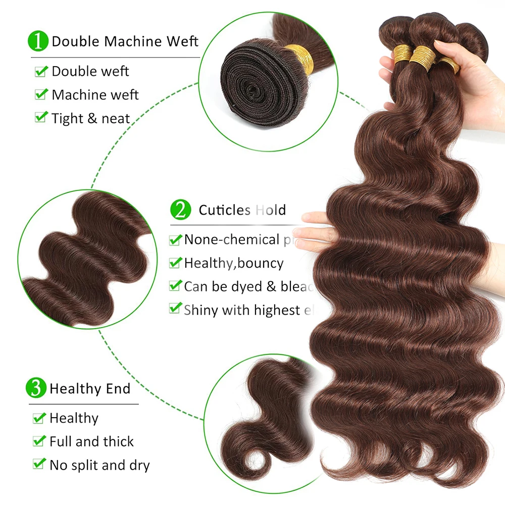 10A Brazilian Bundles with Closure Body Wave Bundles Human Hair With 4x4 Lace Closure Brown Blonde Colored 3/4 Bundles Hair Remy