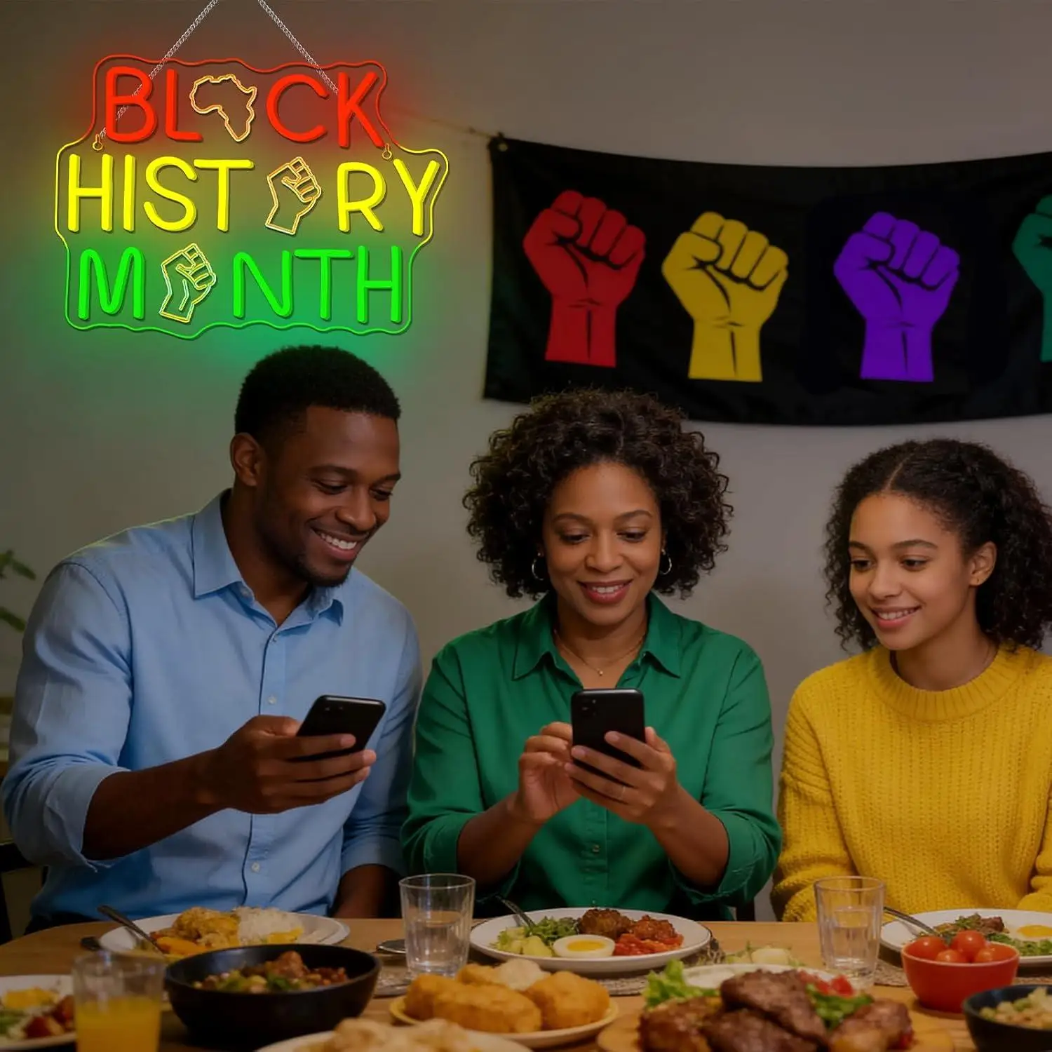 Black History Month Neon Sign USB Dimmable Neon Lights for African American Heritage Month Celebrations Home Party Decorations
