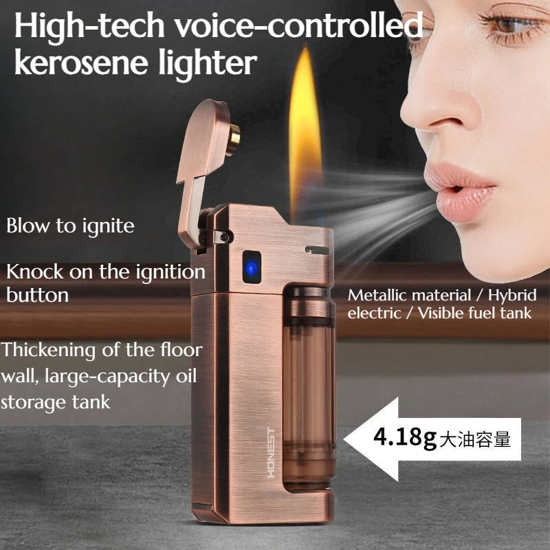 

High-tech Retro Premium Electric-hybrid Ignition Device with Voice Control Large-capacity Creative Men's Gift Ignition Device