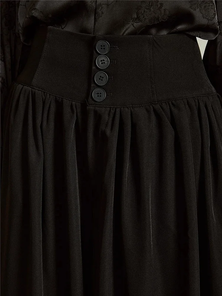 XITAO Jednolite Kolory Nowe Spodnie Damskie w Chińskim Stylu Casual Luźne Ciemne Guziki Modne Nowe Jesienne Damskie Spodnie z Szerokimi Nogawkami ZYY1042