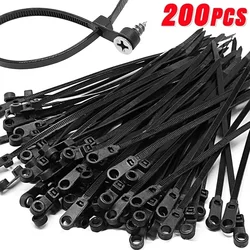 100/200PCS Screw Hole Cable Ties Reusable Fixed Nylon Cable Ties Self-locking Cord Ties Straps Fastening Loop Office Organizer