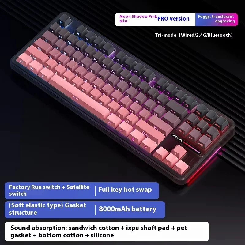 

AULA F87 Pro Mechanical Keyboard Wireless Customizable Triple Mode Bluetooth Gaming Esports Computer Side-Engraved Keycap