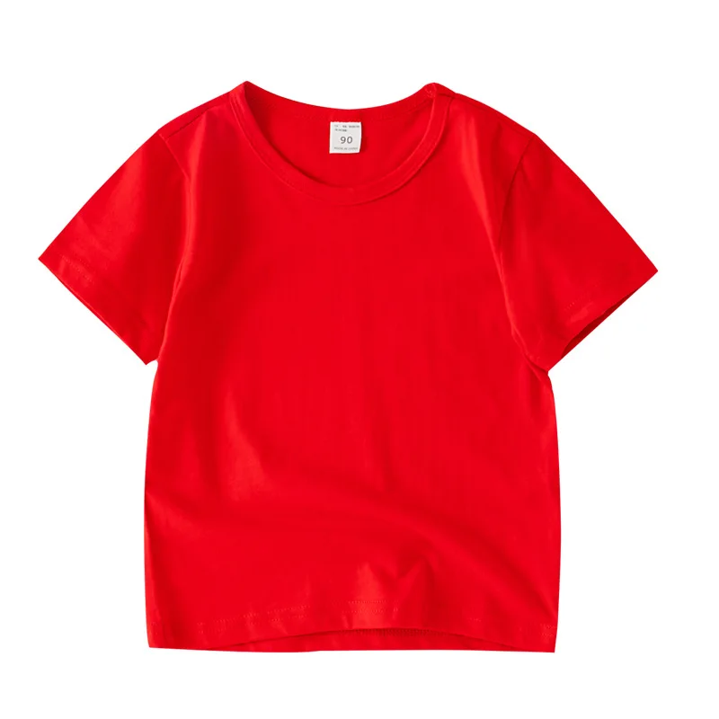 2026 Summer Children\'s T Shirt Candy Color 100%Cotton T-Shirts For Boys Girls Baby Blank Clothes Kids Tees Short Sleeve T Shirts