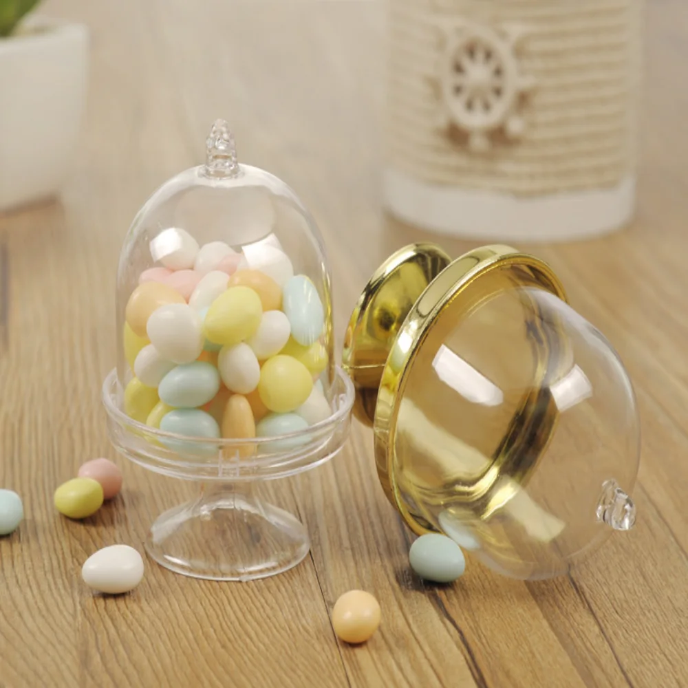 1pcs Mini Cupcake Stand Plates with Lid Clear Plastic Candy Display Stand Birthday Party Wedding Decorations Christmas Supplies