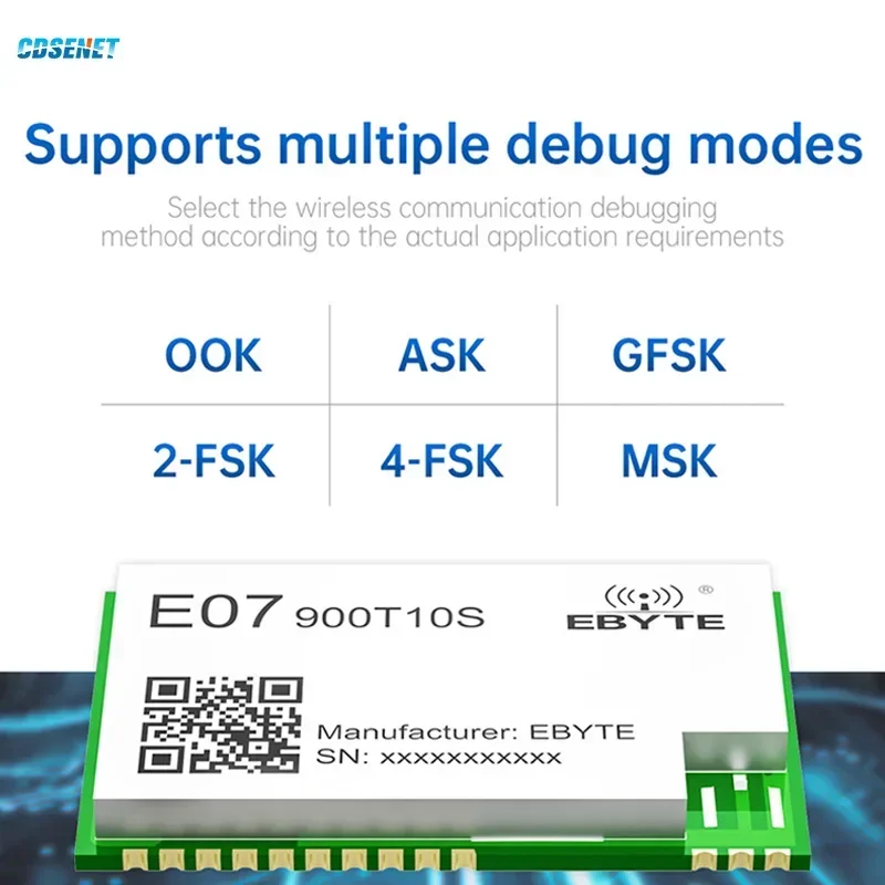 Moduł bezprzewodowy 868/915 MHz CC1101 MSP430FR2433 CDSENET E07-900T10S 10dbm 1.5km UART RSSI IPEX otwór na stempel rozwój wtórny