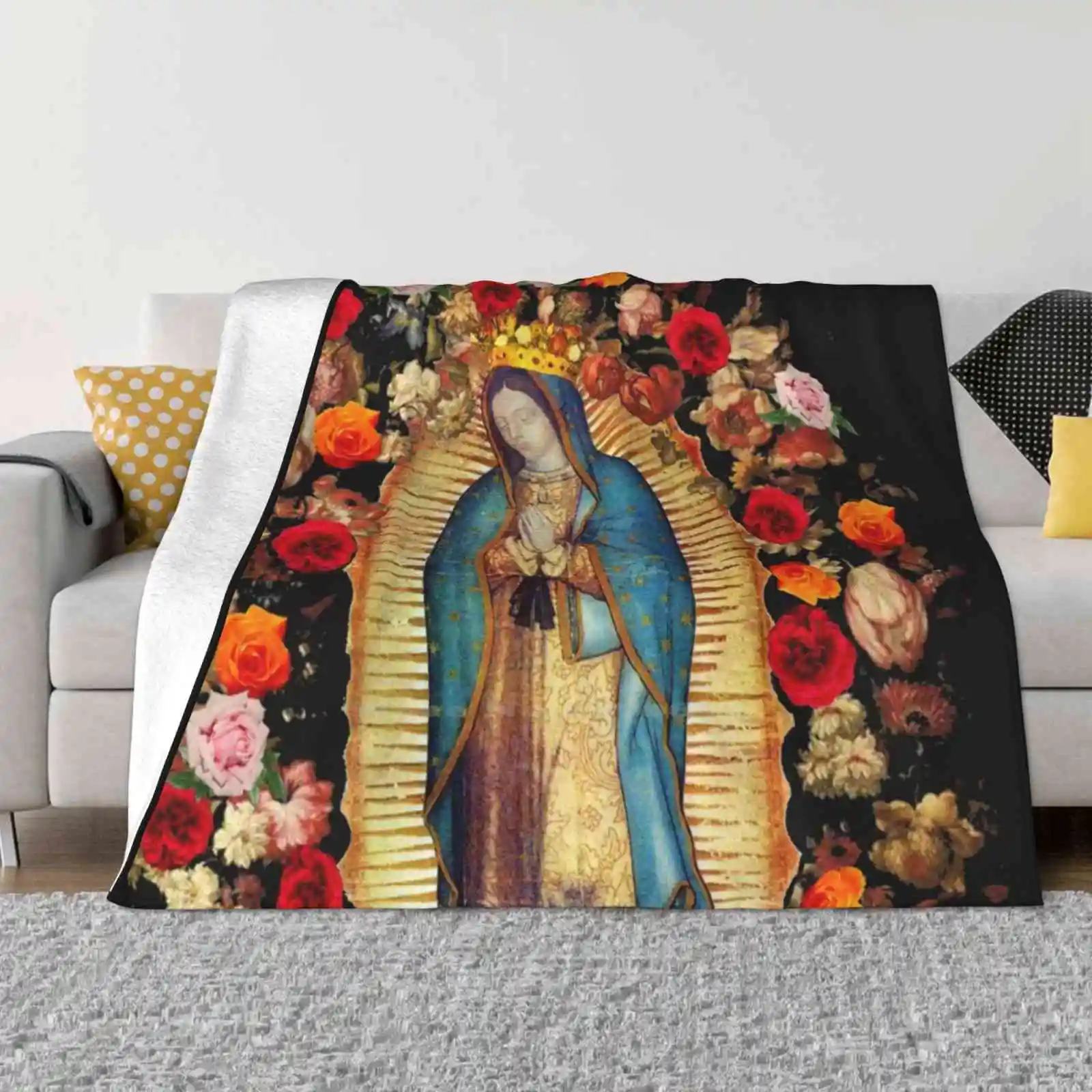 Our Lady Of Guadalupe Mexican Virgin Mary Mexico Catholic Saint New Selling Custom Print Flannel Soft Blanket Our Lady Of