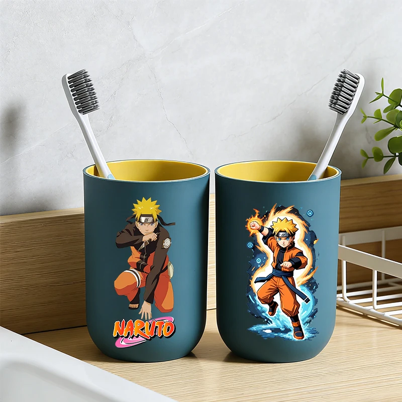 Naruto Man Water Cup Anime Pattern Print Toothbrush Cup for Boy Mouthwash Cups Cartoon Rinse Cup Toothpaste Bottles Home Gift