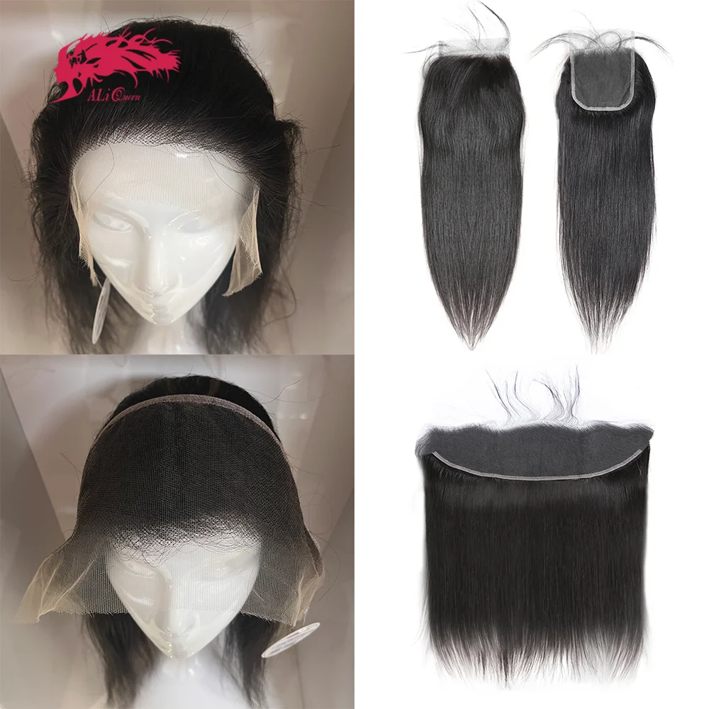 

Ali Queen Hair Products 2x6 5x5 6x6 HD Lace Closure Invisible Skin 13x6 13x4 Lace Frontal Straight Raw unprocessed human hair