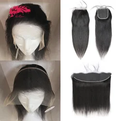 Ali Queen Hair Products 2x6 5x5 6x6 HD Lace Closure Invisible Skin 13x6 13x4 Lace Frontal Straight Raw unprocessed human hair