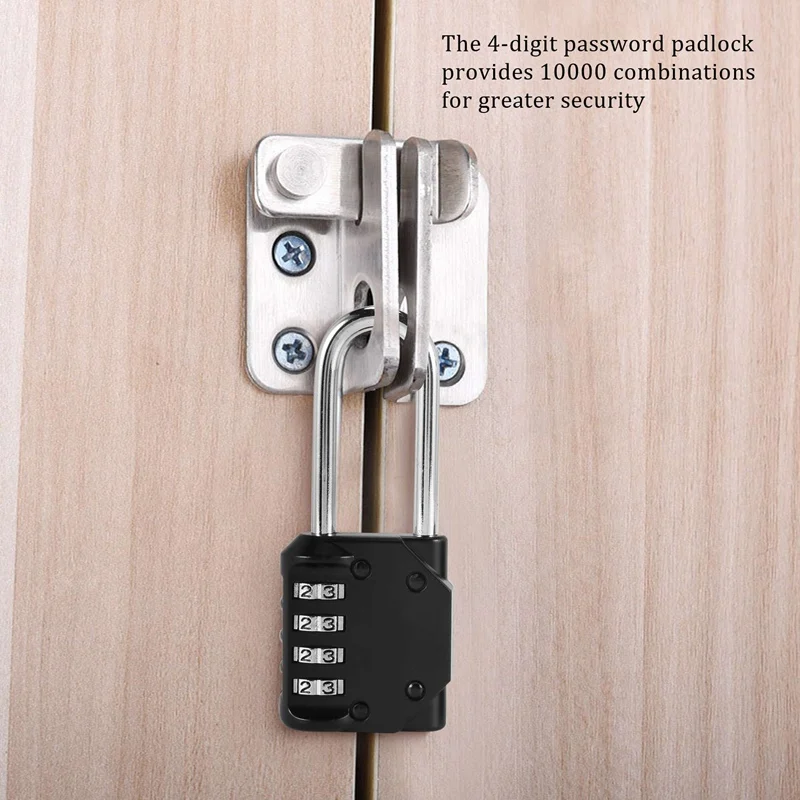 

N08R 2 Pack Code Padlocks, 4 Digit Long Shackle Resettable Pad Lock For Outdoor Gate, Shed, Fence, Hasp Storage, Gym Locker