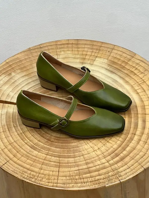 

Женская обувь из воловьей кожи в стиле ретро для отдыха на открытом воздухе, туфли Мэри Джейн из натуральной кожи