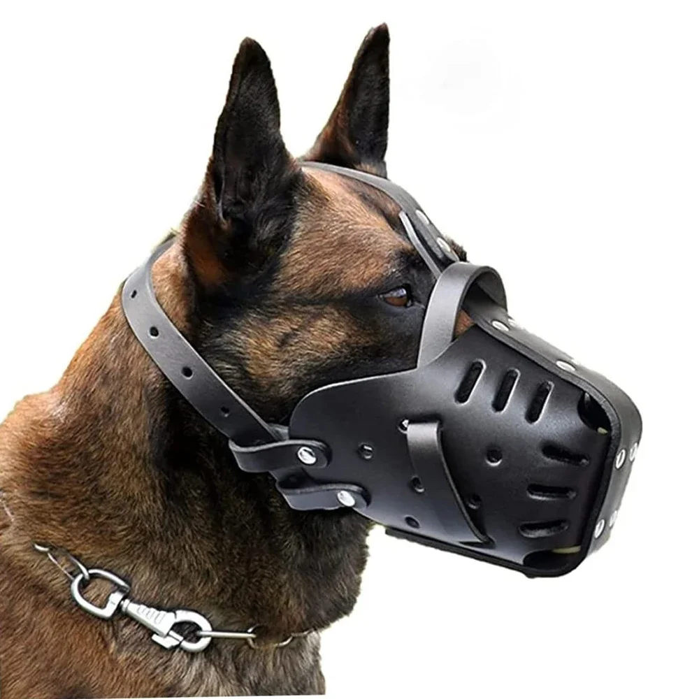 Leather Pet Dog Basket Muzzles Anti Bite Dog Mouth Cage for Dogs Mouth Cover German Shepherd Doberman Dog Training Defense Masks