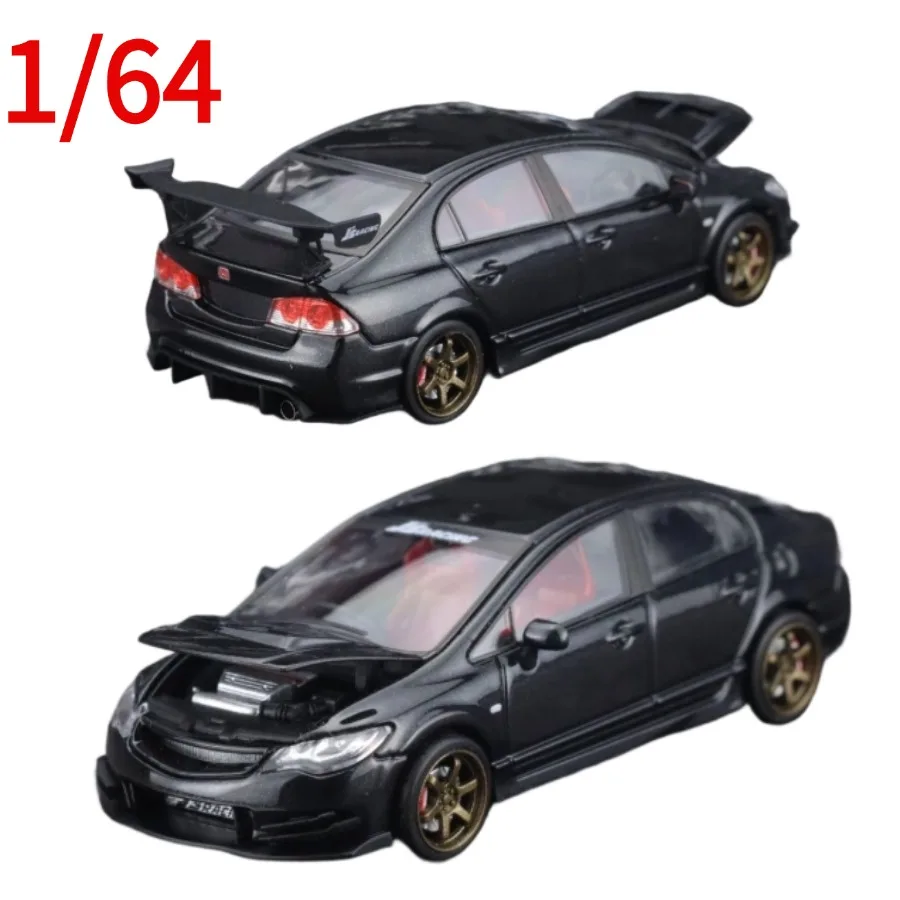 

MT1:64 Honda Civic FD2 JS Racing Metal Black Diecast Car Model Honda Play Vehicles Collectible Model Cars Toys for Boys Gift