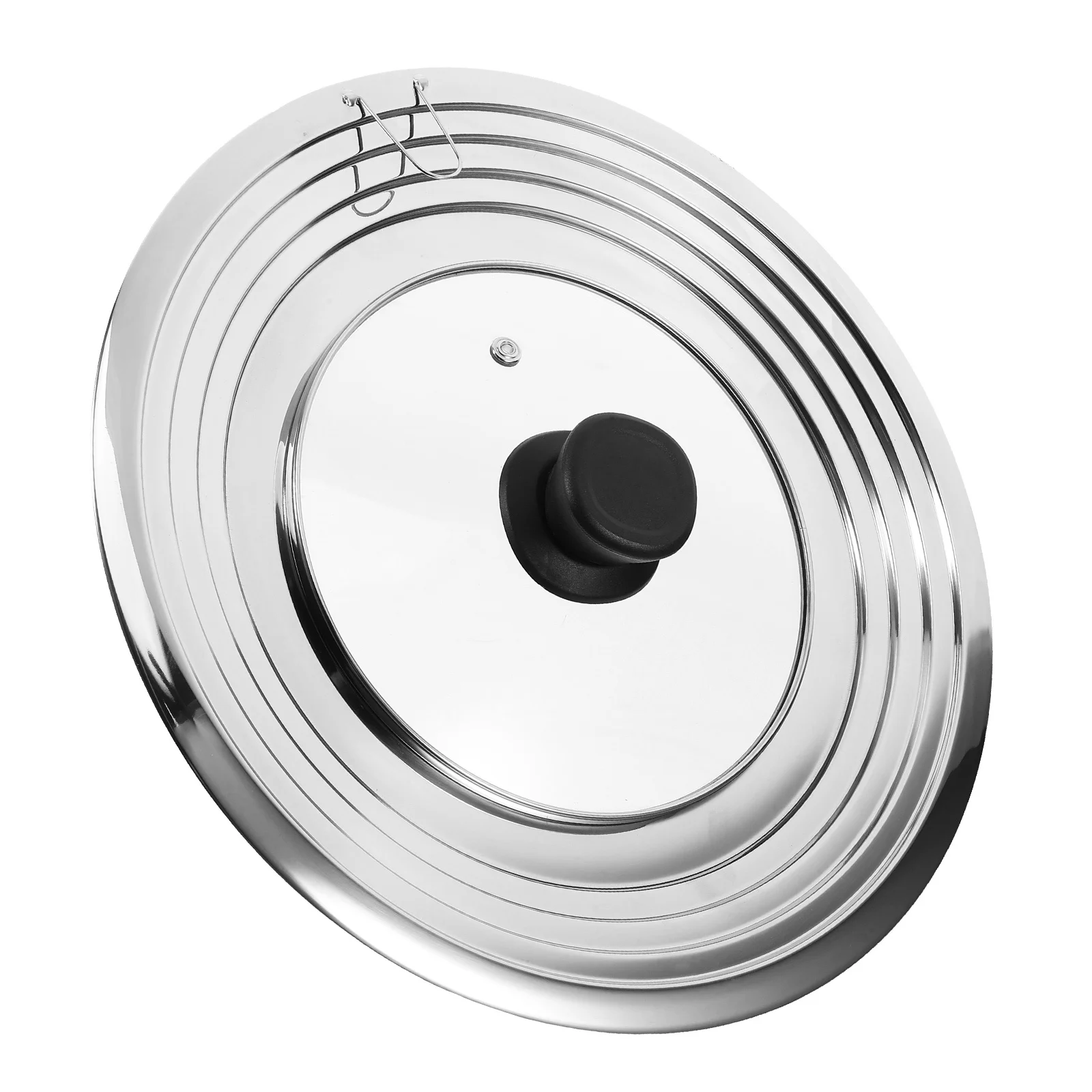 

Stainless Steel Rim High Strength Glass Pot Lid Universal Spill-Resistant Cooking Cover Kitchen Pan Frying Pan Wok Lid