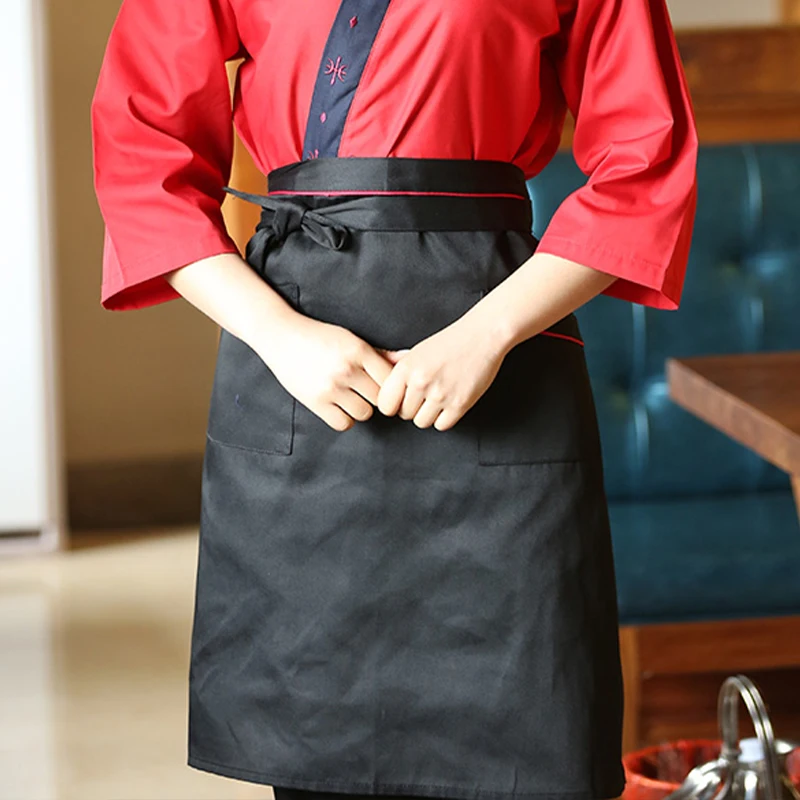 Japanese Chef Apron Men's Women's Hotel Restaurant Kitchen Half-length Short Apron Sushi Cuisine Coffee Shop Waiter Work Aprons