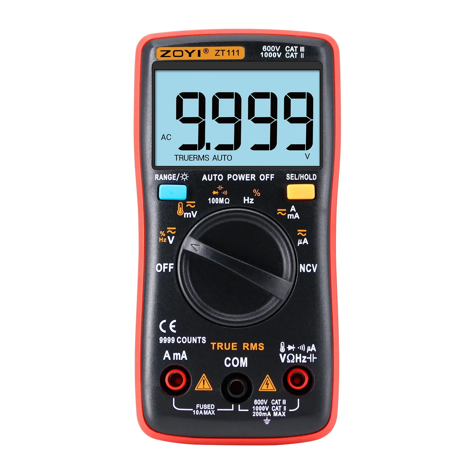 Multímetro Digital Tensão Tester Atual True Rms Ncv dc ac Voltímetro Medidor de Capacitor 9999 Contagem Zoyi-zt111 Profissional