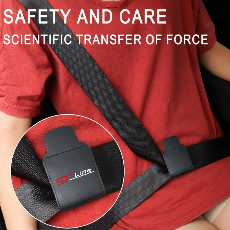 Регулятор автомобильного ремня безопасности из искусственной кожи, ограничитель ремня безопасности, фиксированный зажим, защита детей для ford st LINE stline kuga fiesta