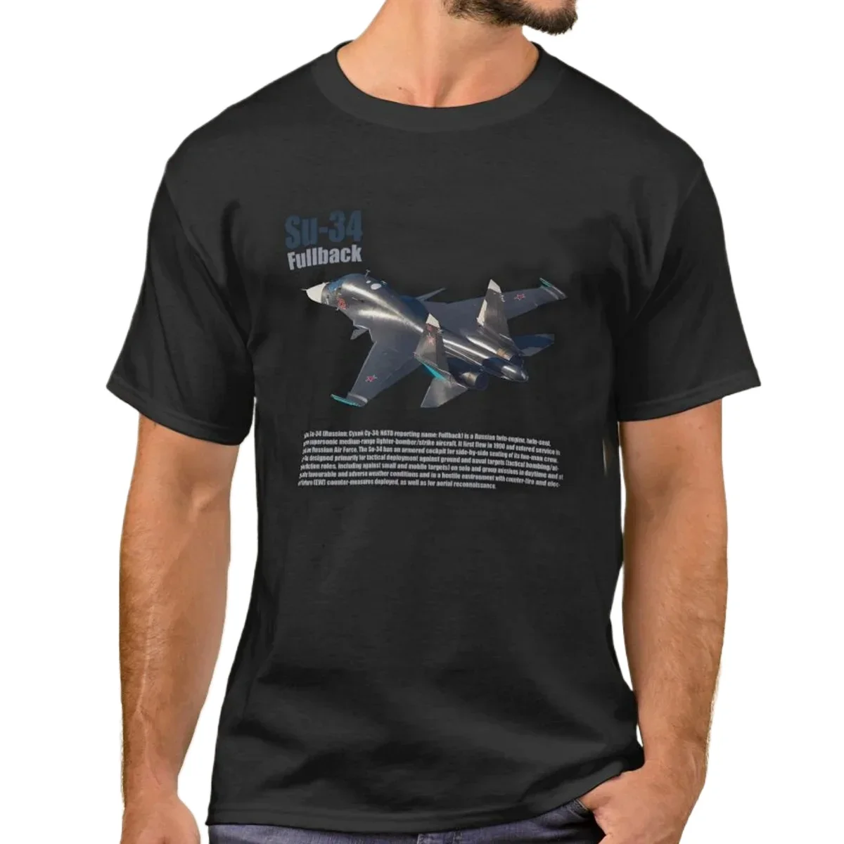 

Russian Air Force Su-34 Fullback Fighter Bomber T-Shirt 100% Cotton O-Neck Short Sleeve Summer Casual Mens T-shirt Size S-3XL