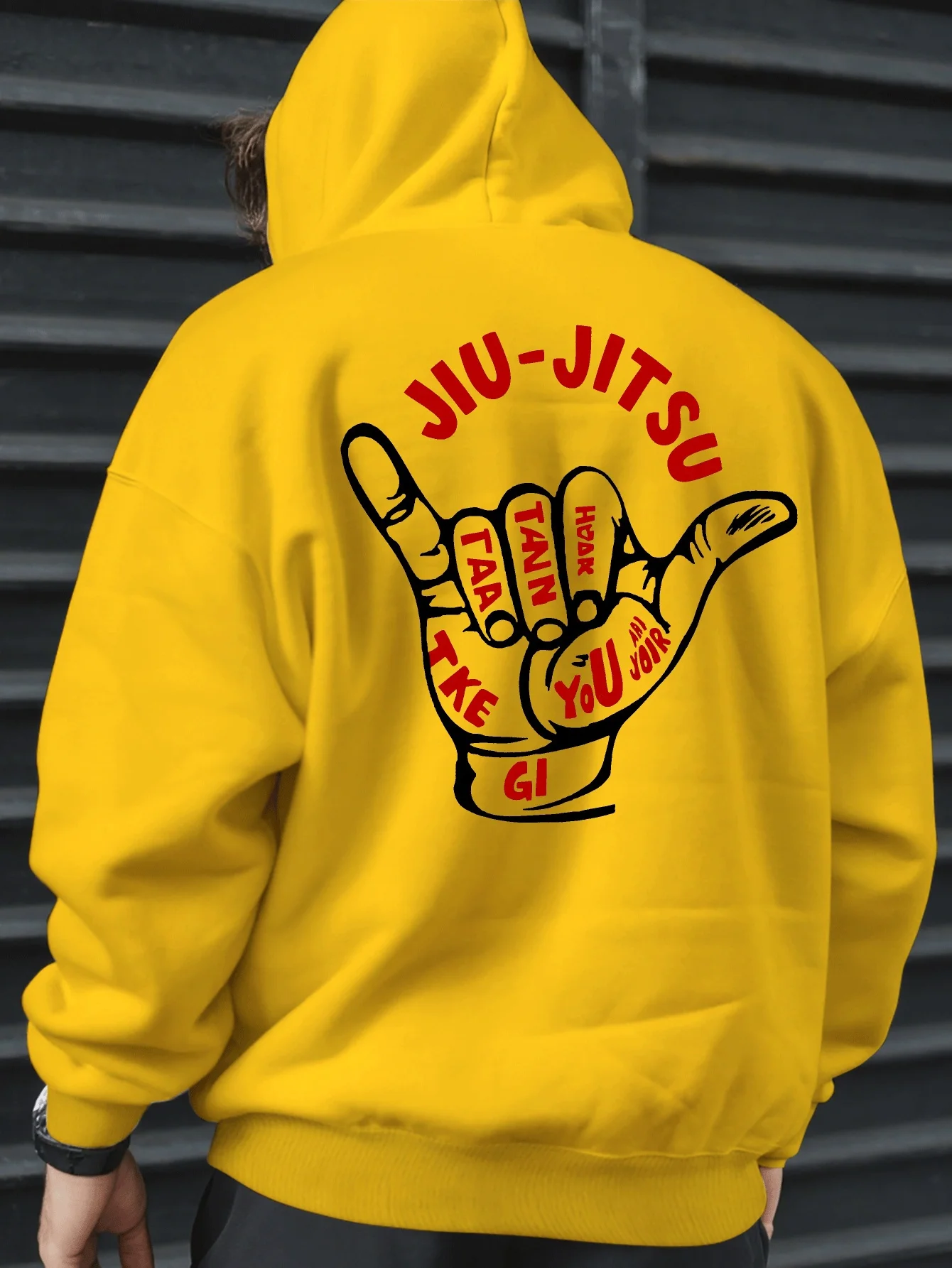 Brazilian Jiu-Jitsu Sign Language Pattern Printed Sweatshirt - Fall/Winter Hooded Pullover Shirt