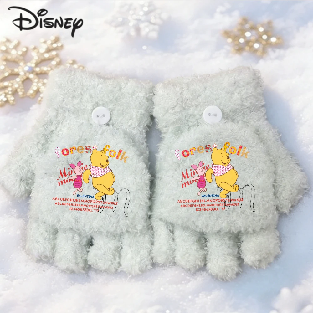 ديزني ويني بوه طباعة قفازات للأطفال الشتاء الدافئة اكسسوارات ويني بوه القفازات أصابع قفازات العمل ملابس رياضية الهدايا #3
