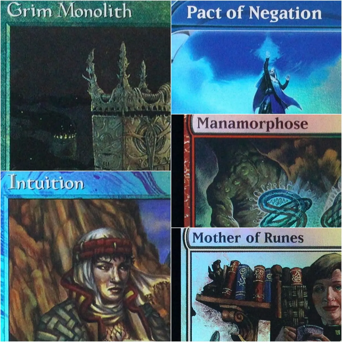 Foil "Imperialer Rekrutierer/Pakt der Negation/Mystischer Tutor/Vielfaltsschlüssel" TCG Proxy-Karten Hochwertige Brettspiel-Sammelkarten