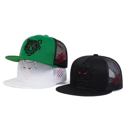 Unisex Tiger Embroidery Hip-hop Net Hats Spring Summer Outdoor Adjustable Casual Baseball Caps Sunscreen Hat