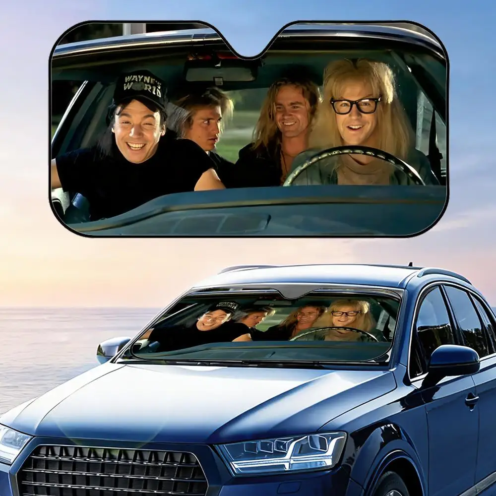 

W-Wayne's World Sun Visor Foldable Car Windshield Sun Shade UV Protection Reflective Heat Insulation Reusable Cover