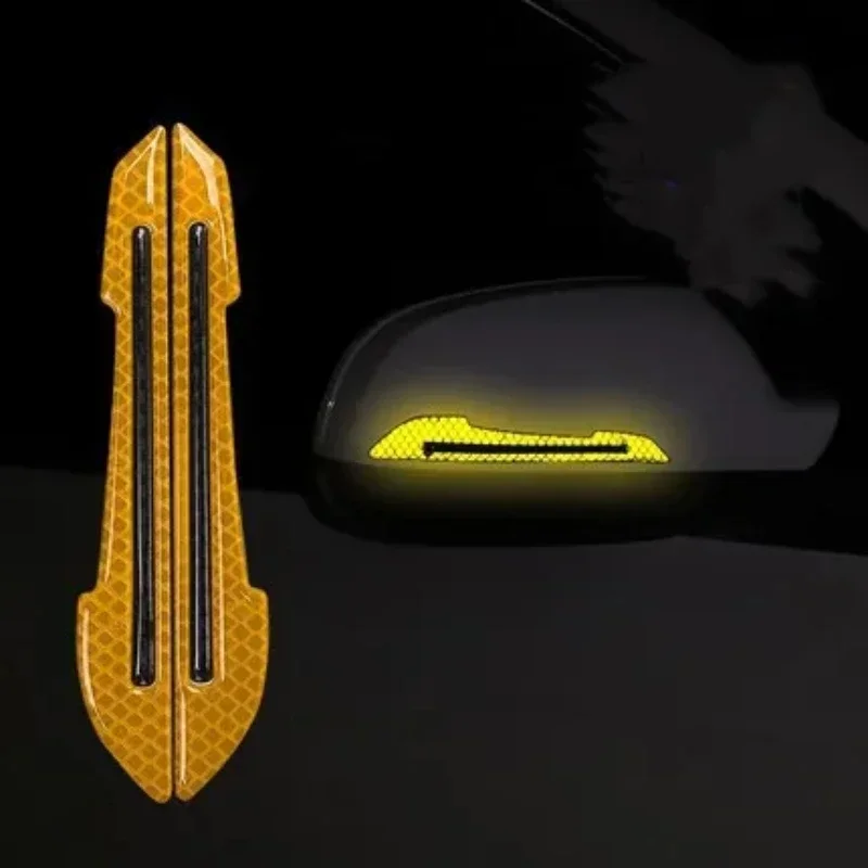 2PCS Car Reflective Sticker Collision Avoidance Warning Strip Traceless Protector for Mirror